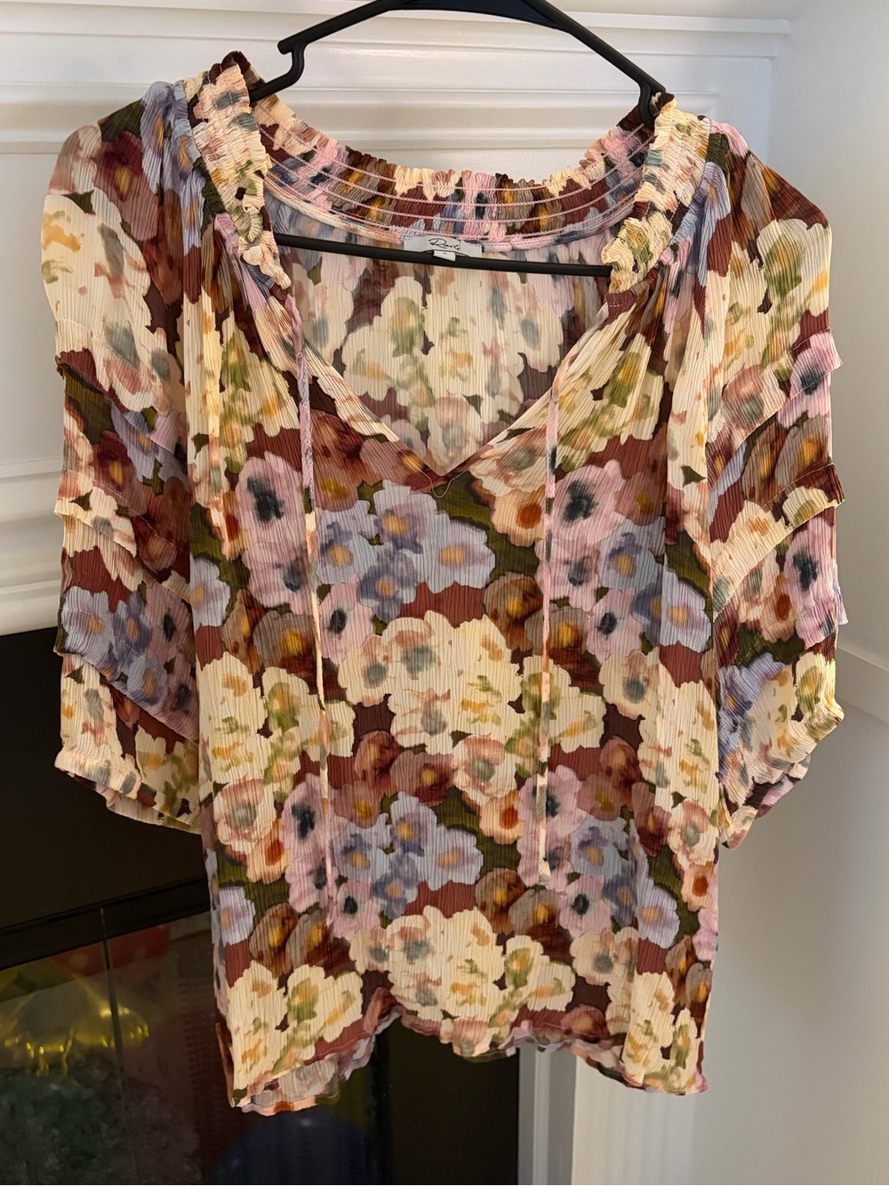 Rails Floral Peasant Blouse in Cream, Pink, Blue, Olive